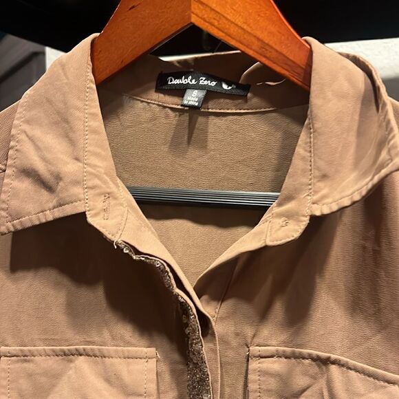 Brown Chiffon and Sequin Button Down Shirt NEVER WORN Size Small - Picture 3 of 6